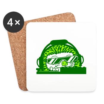 Funny Cool DJ Hedgehog Mixer Party Music Fun - Coasters (set of 4) - white - Front