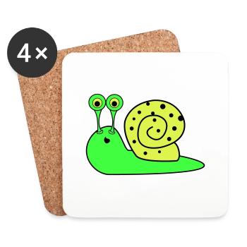 Escargot Drôle - Dessous de verre (lot de 4) - blanc - Devant