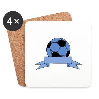 Football Name Banner Ribbon Blue - Coasters (set of 4) - white - Front