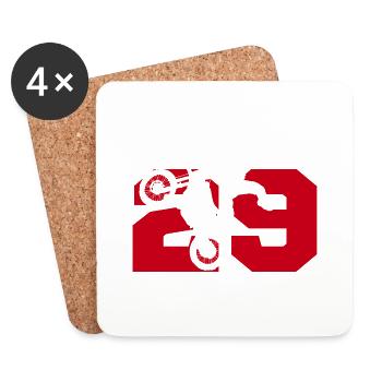 Moto 29 motard - Dessous de verre (lot de 4) - blanc - Devant