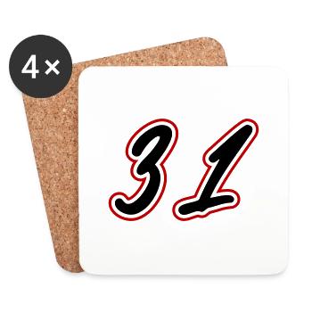 31 Symbole numérique - Dessous de verre (lot de 4) - blanc - Devant