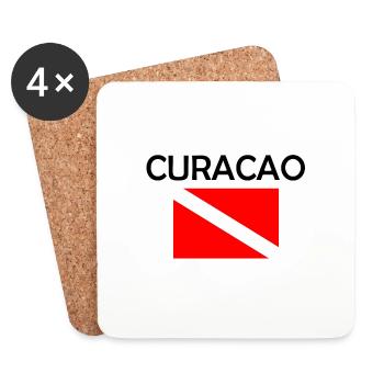 Curacao Diver Down Flag - Scuba - Diving - Tauchen - Coasters (set of 4) - white - Front