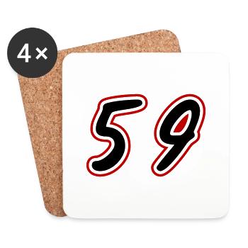 59 Symbole numérique - Dessous de verre (lot de 4) - blanc - Devant