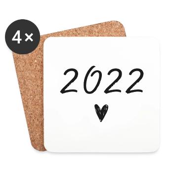 Herzgeburtstag 2022 - Untersetzer (4er-Set) - Weiß - Vorne