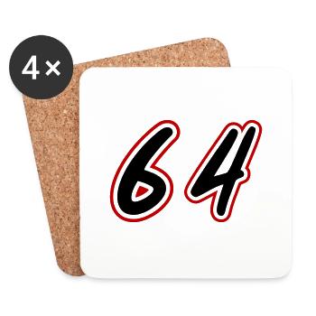 64 Symbole numérique - Dessous de verre (lot de 4) - blanc - Devant