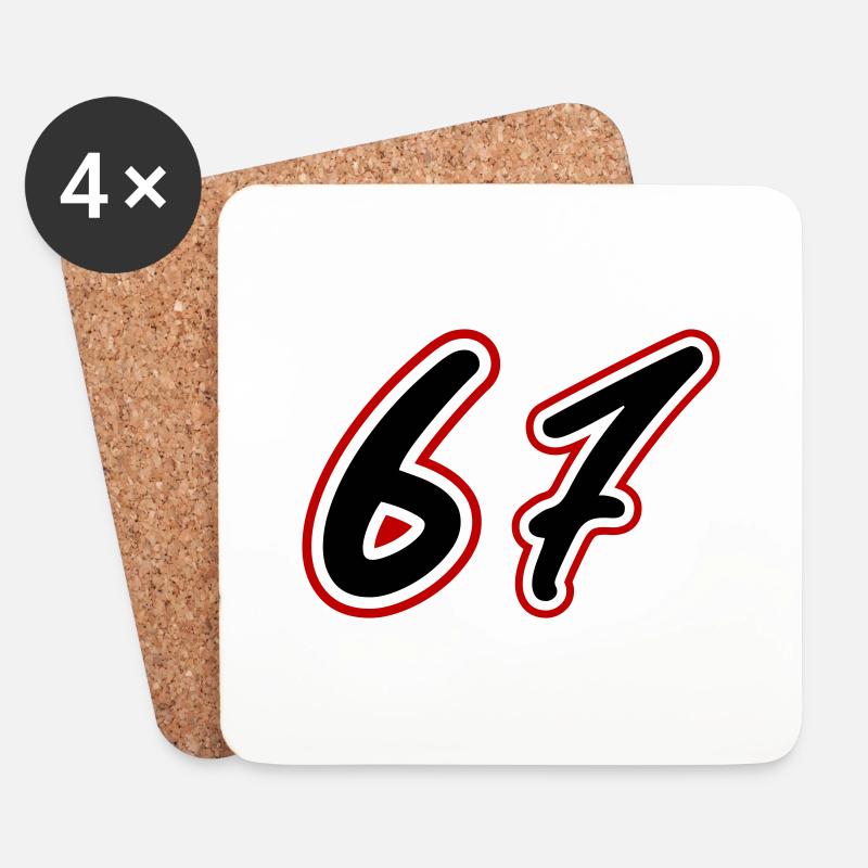 67 Zahl Symbol - Untersetzer (4er-Set) - Weiß