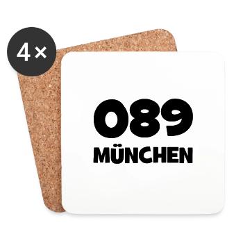 089 München Vorwahl Telefon telefonieren Bayern - Untersetzer (4er-Set) - Weiß - Vorne