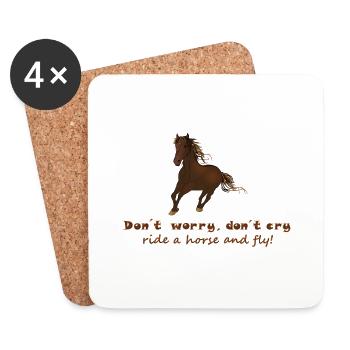 Montez à cheval et volez - Dessous de verre (lot de 4) - blanc - Devant