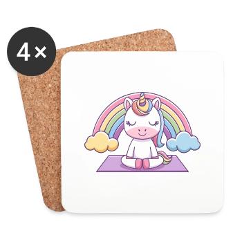 licorne de yoga - Dessous de verre (lot de 4) - blanc - Devant