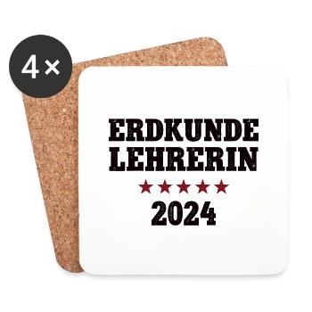 Erdkunde Lehrerin 2024 Beruf Studium Uni Lehramt - Untersetzer (4er-Set) - Weiß - Vorne