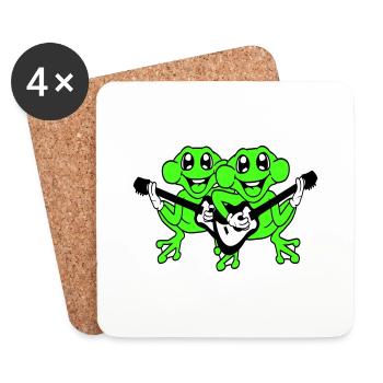 Frogs Guitar Band Cute Two Frog Friends Team - Dessous de verre (lot de 4) - blanc - Devant
