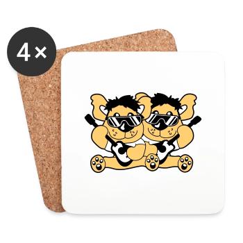 2 Guitars Teddy Bears Sweet Two Friends Band Team - Coasters (set of 4) - white - Front