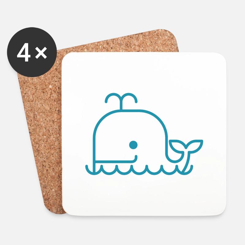 Whale - Untersetzer (4er-Set) - Weiß