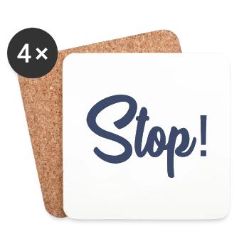 STOP. PANEL. DAD. MOTORCYCLE. FUNNY. CAR - Coasters (set of 4) - white - Front