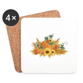 Pumpkin Grain Foliage Autumn - Coasters (set of 4) - white - Front