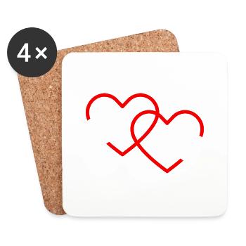 coeur coeur personnalisé couple - Dessous de verre (lot de 4) - blanc - Devant