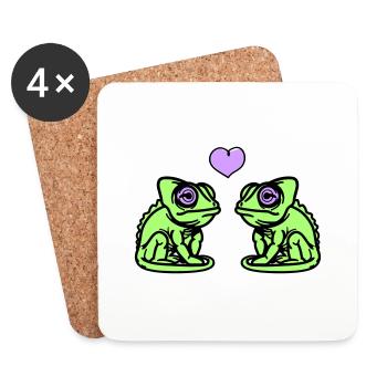 L’amour caméléon - Dessous de verre (lot de 4) - blanc - Devant