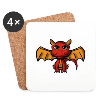 Dragon rouge - Dessous de verre (lot de 4) - blanc - Devant