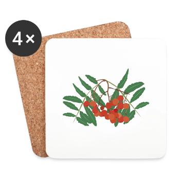 Rowan berries - Coasters (set of 4) - white - Front