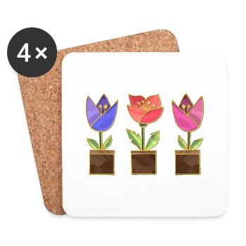 Fleur - Dessous de verre (lot de 4) - blanc - Devant