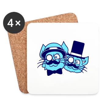 2 Sir Cats Mr. Cylinder Deux Monocle Team Rich - Dessous de verre (lot de 4) - blanc - Devant