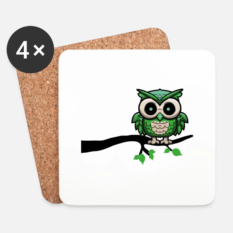 eule owl nachteule - Untersetzer (4er-Set) - Weiß