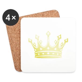 Couronne royale en or - Dessous de verre (lot de 4) - blanc - Devant