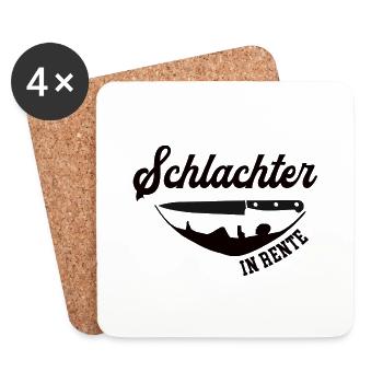 Schlachter in Rente Rentenbeginn Schlachterei Chef - Untersetzer (4er-Set) - Weiß - Vorne
