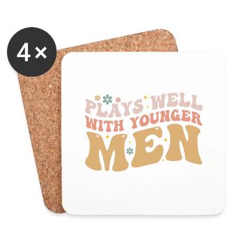 Plays Well With Younger Men - Dessous de verre (lot de 4) - blanc - Devant