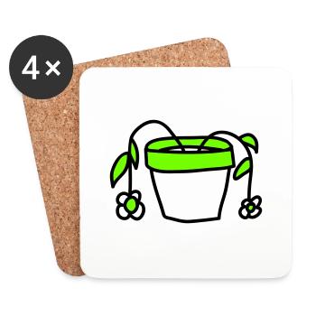 Fleurs Mortes Pot De Fleurs Flatiné - Dessous de verre (lot de 4) - blanc - Devant