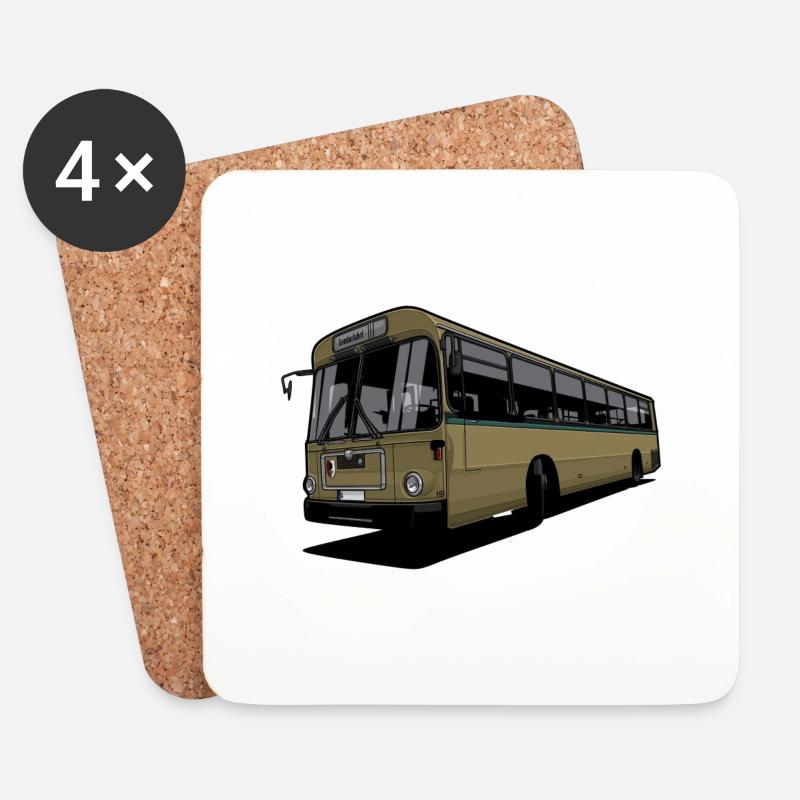 Oldtimer Bus // Illustration - Untersetzer (4er-Set) - Weiß