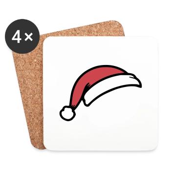 Chapeau de Père Noël - Dessous de verre (lot de 4) - blanc - Devant