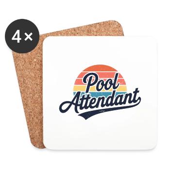 Humor am Pool - Untersetzer (4er-Set) - Weiß - Vorne