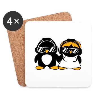 Two Penguins DJ Pair Headphones Sunglasses Team - Coasters (set of 4) - white - Front