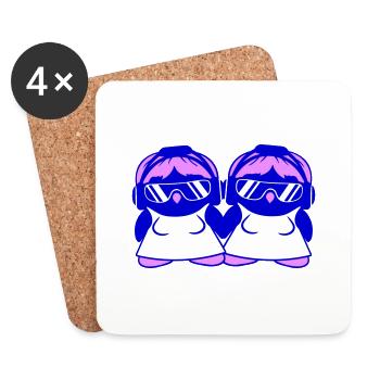 Pinguin DJ Girl Frauen Kopfhörer Sonnenbrille Team - Untersetzer (4er-Set) - Weiß - Vorne