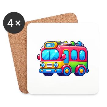 Bus - Untersetzer (4er-Set) - Weiß - Vorne