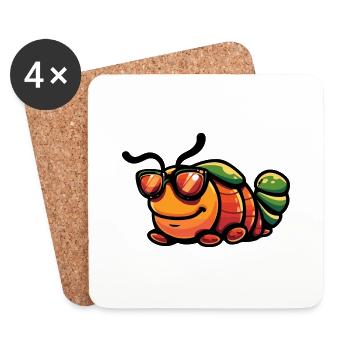 Worm Comic Cool - Coasters (set of 4) - white - Front