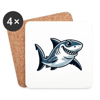 Bande dessinée requin - Dessous de verre (lot de 4) - blanc - Devant