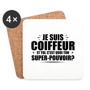 Ich bin Friseur. Was ist deine Superkraft? - Untersetzer (4er-Set) - Weiß - Vorne
