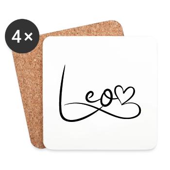 Leo Name First Name Heart Decor - Coasters (set of 4) - white - Front