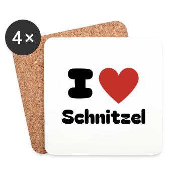 I Love Schnitzel - Untersetzer (4er-Set) - Weiß - Vorne