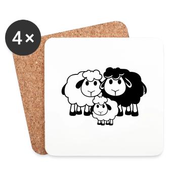 Family Sheep 3 Daddy Mom Parents Child Love Baby - Coasters (set of 4) - white - Front