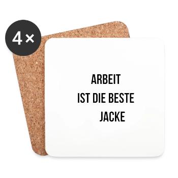 Arbeit ist die beste Jacke removebg - Untersetzer (4er-Set) - Weiß - Vorne