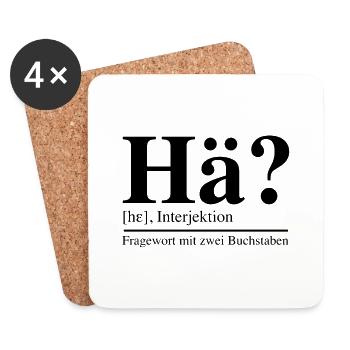 Hä | Frage, lustige Sprüche, Sarkasmus - Untersetzer (4er-Set) - Weiß - Vorne