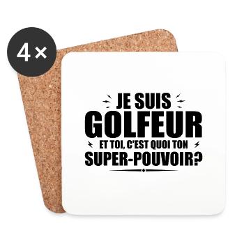 Je suis Golfeur. C'est quoi ton super pouvoir ? - Dessous de verre (lot de 4) - blanc - Devant