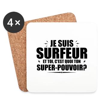 I'm a surfer. What's your superpower? - Coasters (set of 4) - white - Front