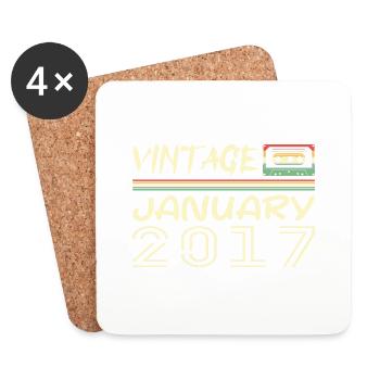 Vintage Janvier 2017 - Anniversaire Janvier 2017 - Dessous de verre (lot de 4) - blanc - Devant