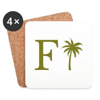 Lettre f vert Palm - Dessous de verre (lot de 4) - blanc - Devant