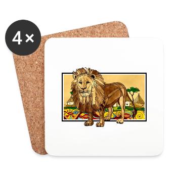 Lion - Dessous de verre (lot de 4) - blanc - Devant