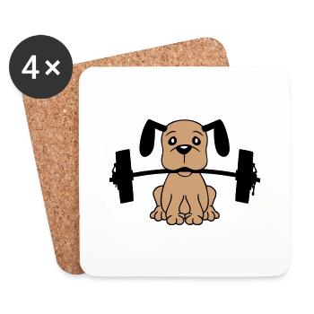 Dog Bodybuilder Strong Muscles Gym Weightlifting - Coasters (set of 4) - white - Front